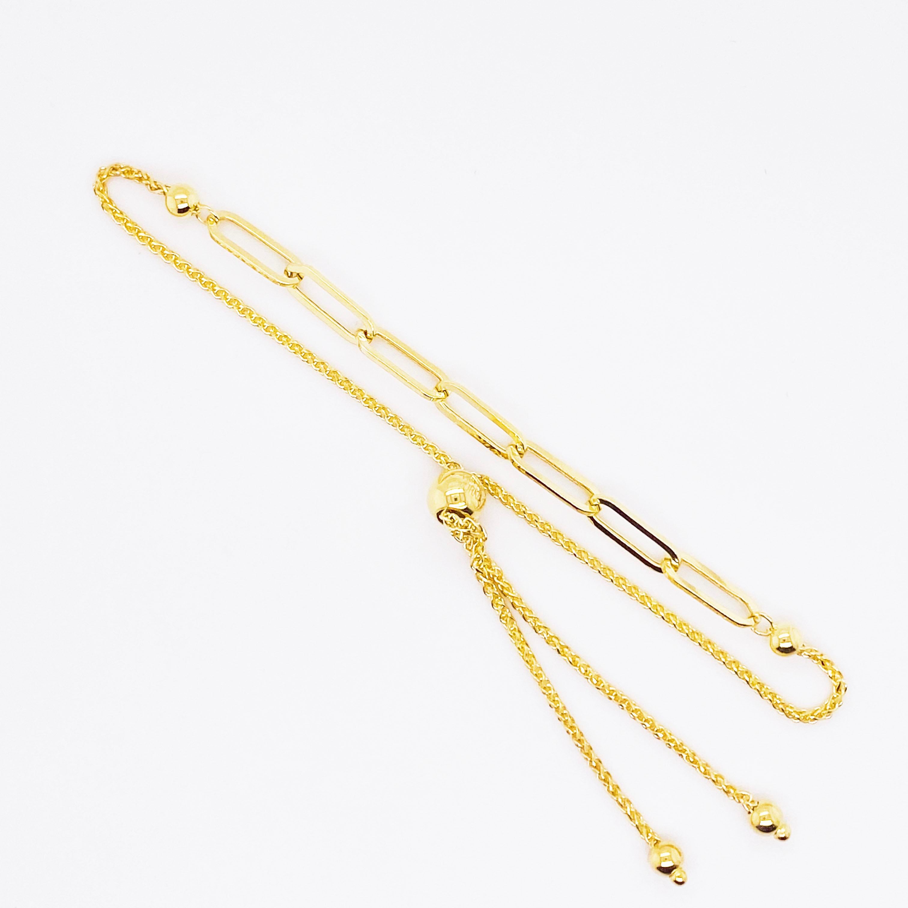 Bracelet à clips en papier, bracelet Bolo pour femme, en or jaune 14 carats Neuf - En vente à Austin, TX