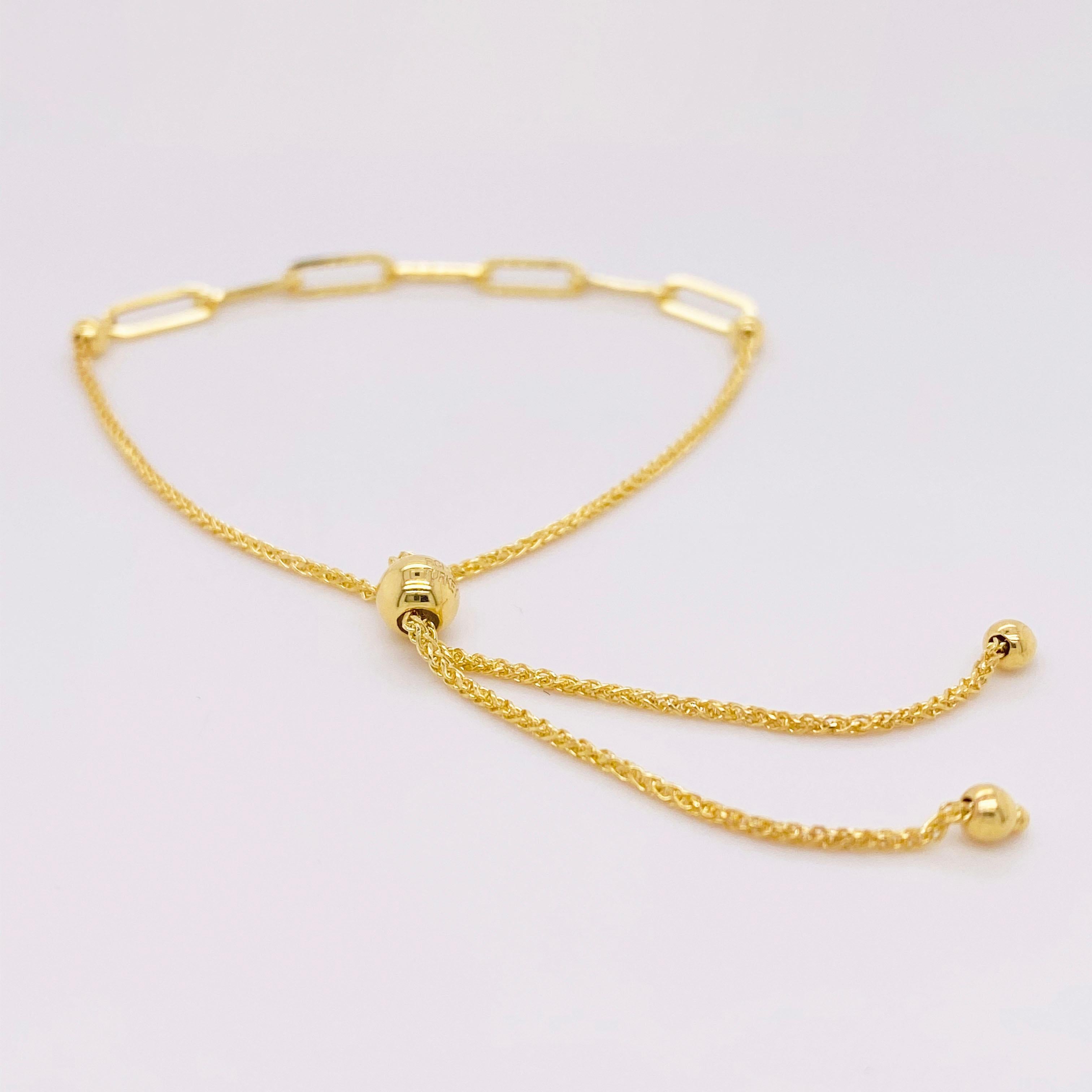 Bracelet à clips en papier, bracelet Bolo pour femme, en or jaune 14 carats Pour femmes en vente