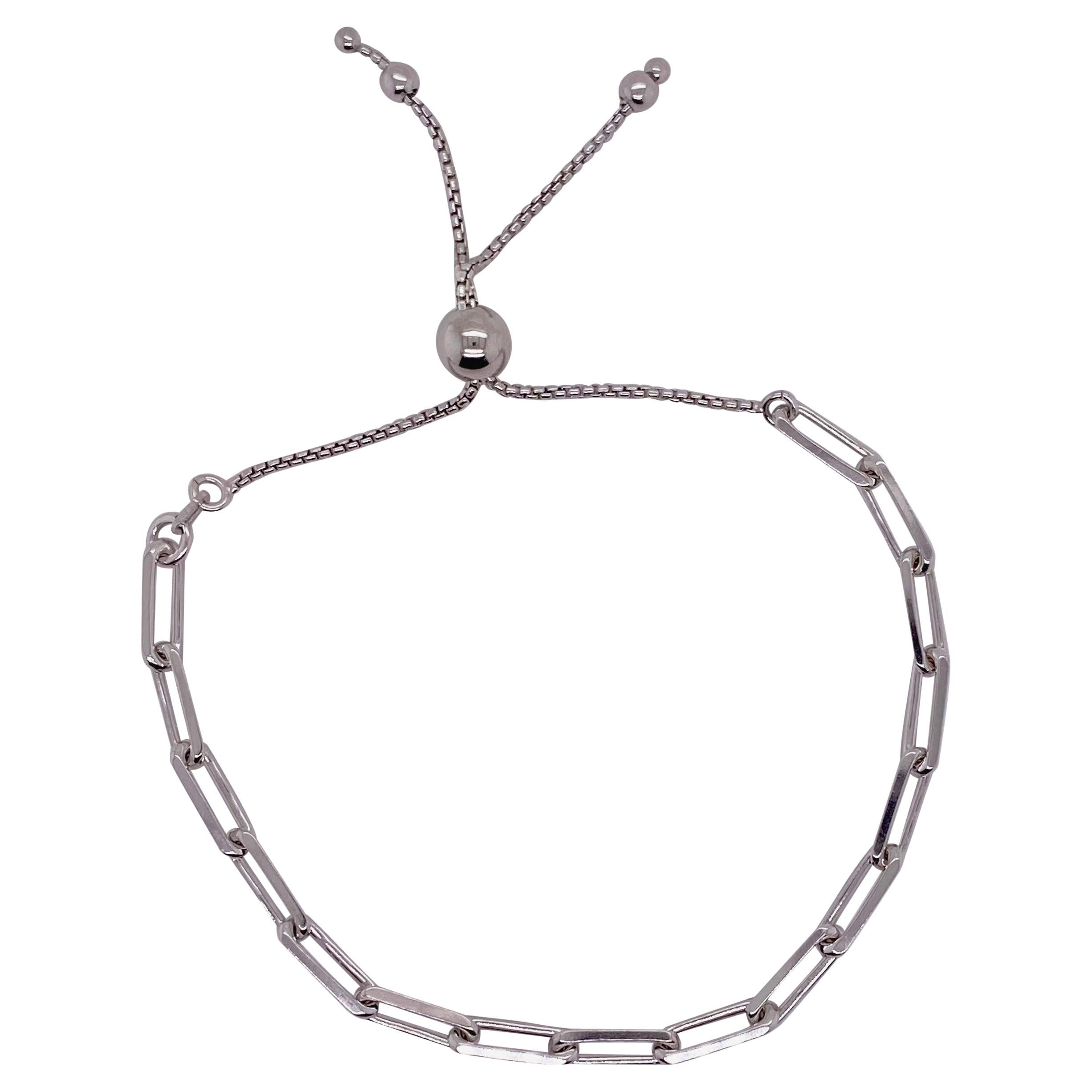 Bracelet à clips en papier en argent sterling avec fermoir Bolo réglable, métaux mélangés en vente