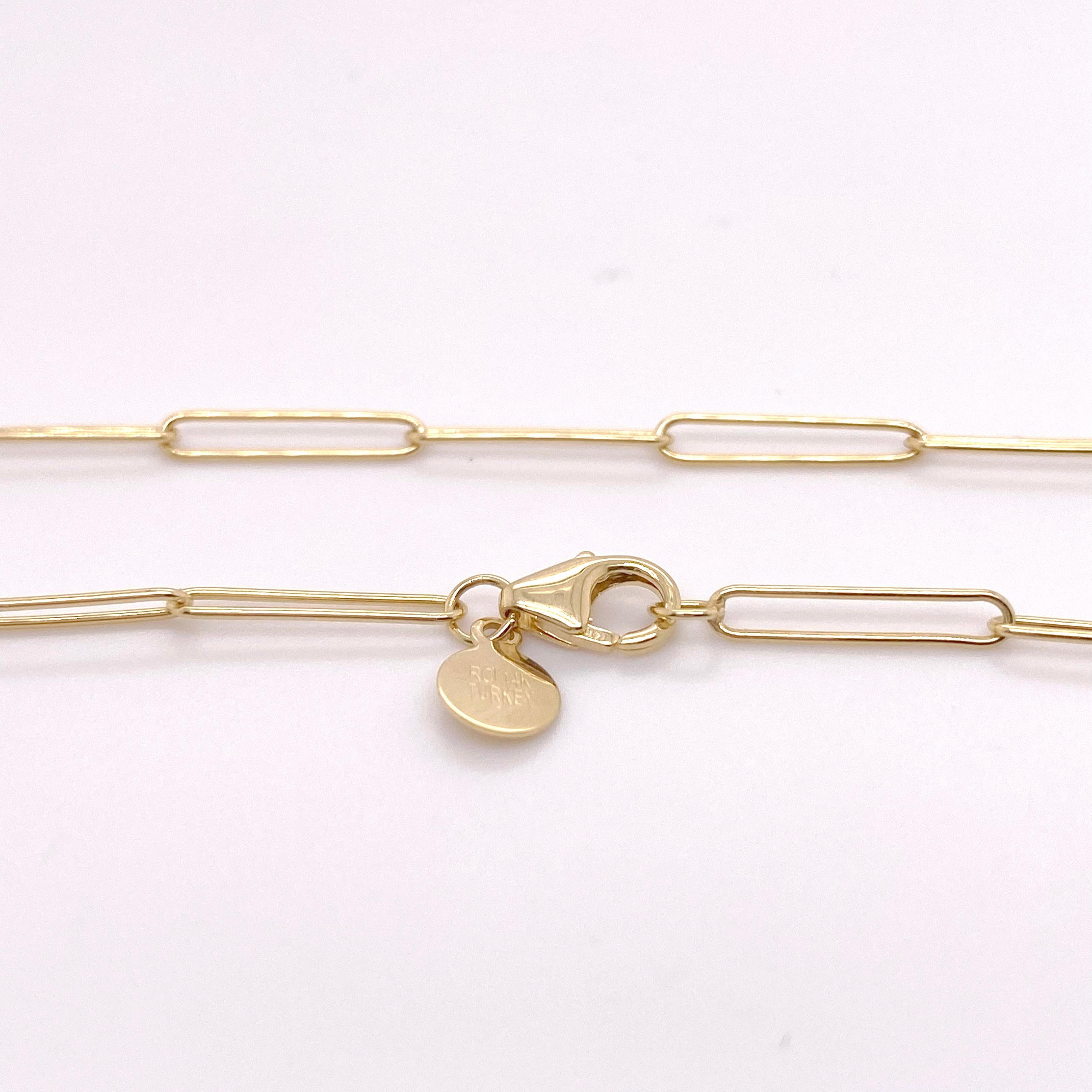 Contemporain Bracelet de trombones Bracelet de chaîne de trombones en or jaune 14K de 7 pouces 3mm en vente