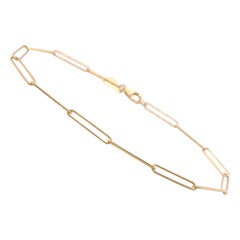 Paper Clip Bracelet in Yellow Gold Paperclip Chain Bracelet with Lobster Clasp