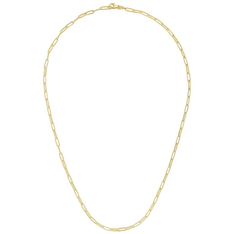 Paper Clip Chain, 18 Inch 2.5mm 14 Karat Yellow Gold Paperclip Link Necklace