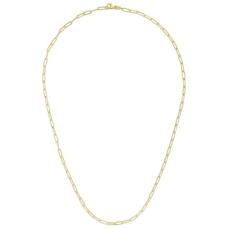 Paper Clip Chain, 20 Inch 2.5mm in 14 Karat Yellow Gold, Sturdy Clasp