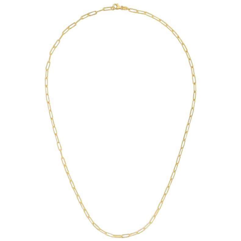 Paper Clip Chain, 20 Inch 2.5mm in 14 Karat Yellow Gold, Sturdy Clasp 