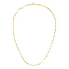 Paper Clip Chain, 14 Karat Yellow Gold, Sturdy Clasp 3.3mm 16 Inch