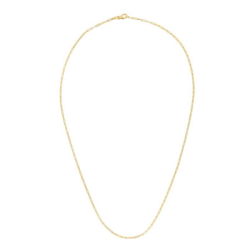 Papierklammerkette, 14 Karat Gelbgold, gedrechselter Verschluss 1,5 mm 18 Zoll (Zeitgenössisch)