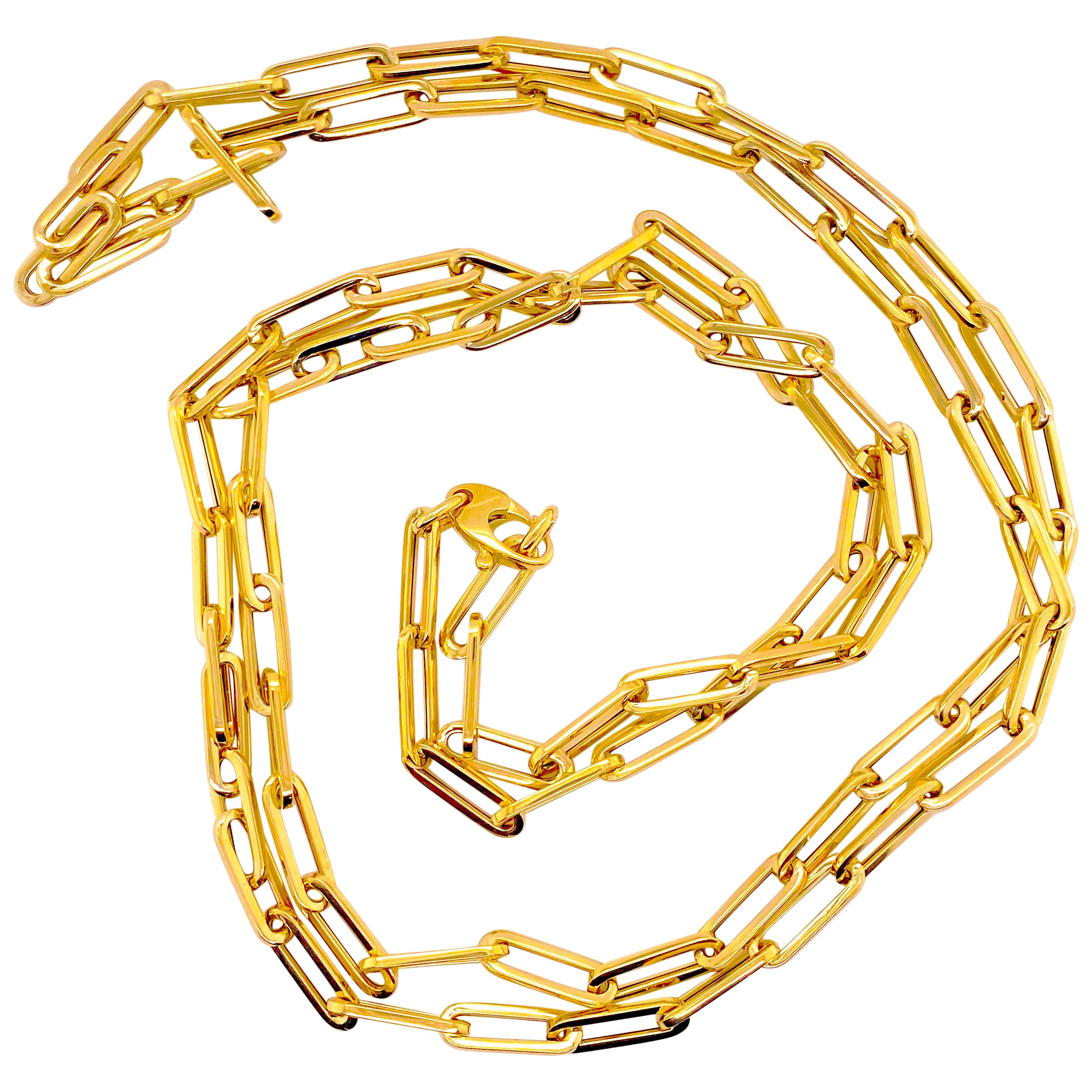Paper Clip Chain, 14 Karat Yellow Gold, Sturdy Clasp 2.5mm 20 Inch For