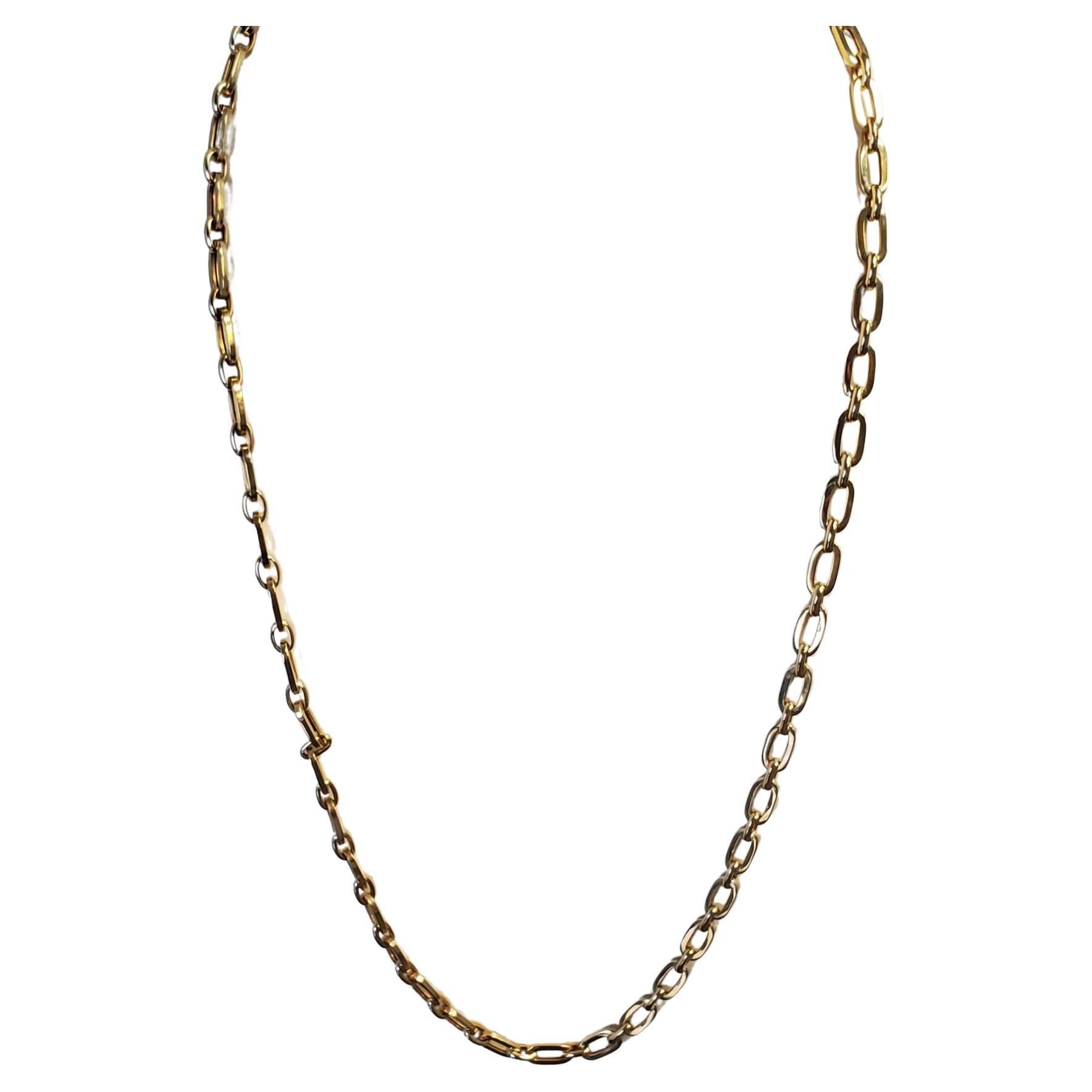 Paper clip chain 14k Yellow Gold Necklace For Sale
