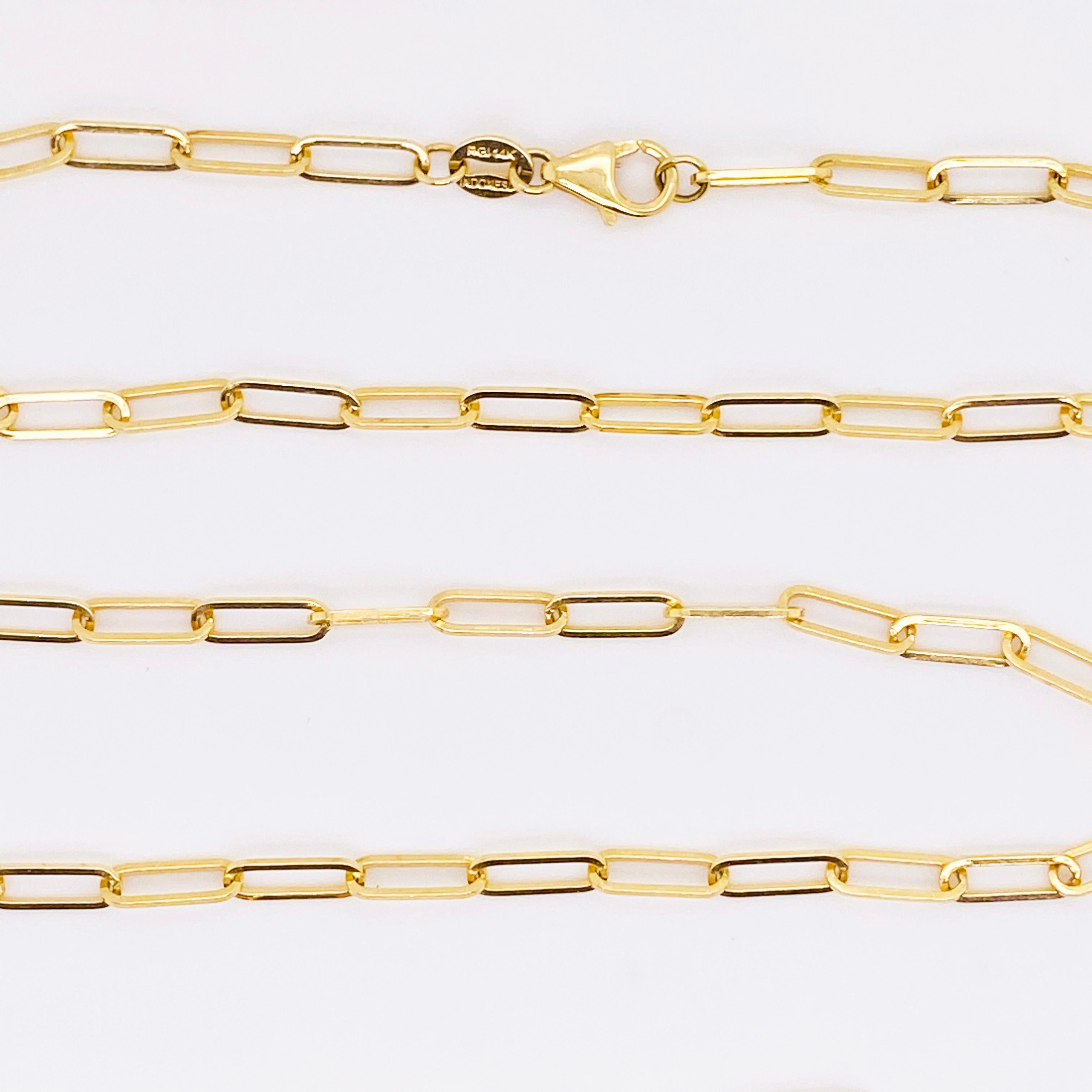 Women's Paper Clip Chain Necklace, 18 inch 2.5mm in 14K Yellow, White, Rose Gold For Sale