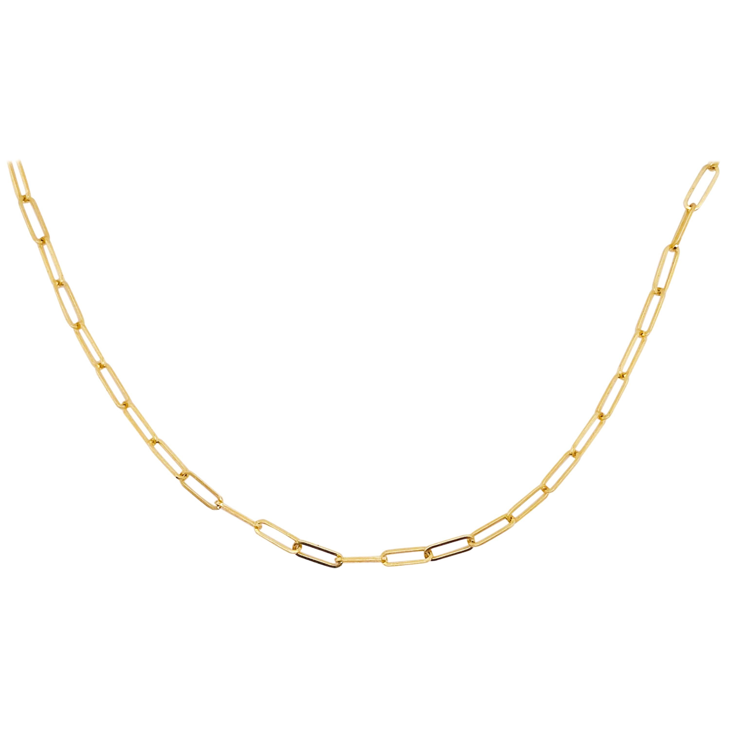 Paper Clip Chain Necklace, 24 inch 2.5mm in 14K Yellow, White, Rose Gold