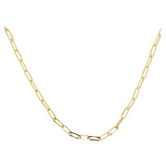 Paper Clip Chain Necklace, 3.2mm 18in 14K Yellow Gold, Square Tube Link Chain