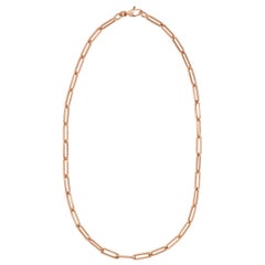 Paper Clip Chain Necklace in Solid 14 Karat Rose Gold by Selin Kent