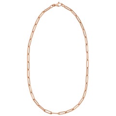 Paper Clip Chain Necklace in Solid 14 Karat Rose Gold by Selin Kent