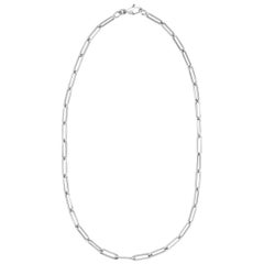 Paper Clip Chain Necklace in Solid 14 Karat White Gold by Selin Kent