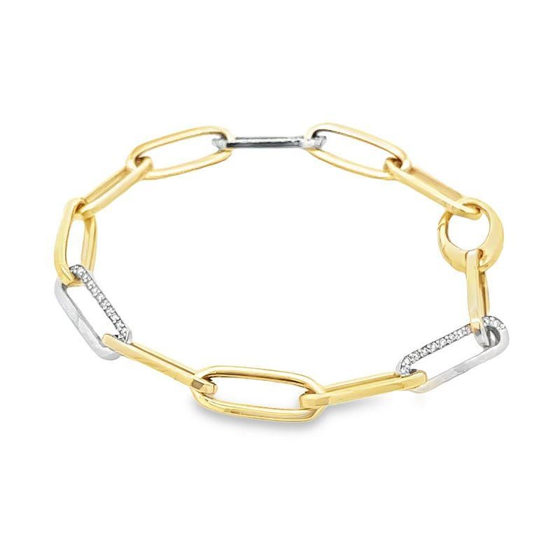 Bracelet en diamant trombone Diamants ronds blancs 0.70CT en or 14K bicolore Pour femmes en vente