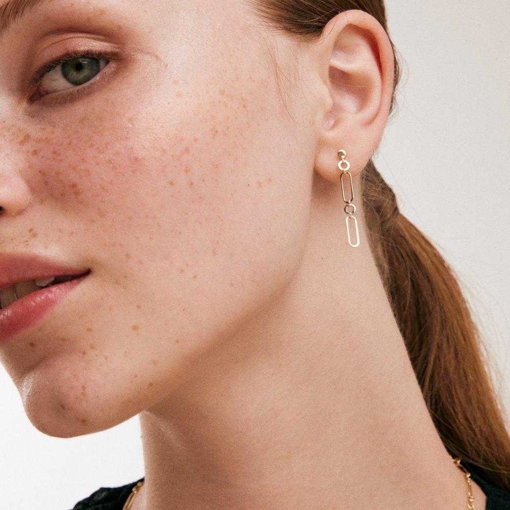 Women's Paper Clip Earrings in 14K Solid Yellow Gold For Sale