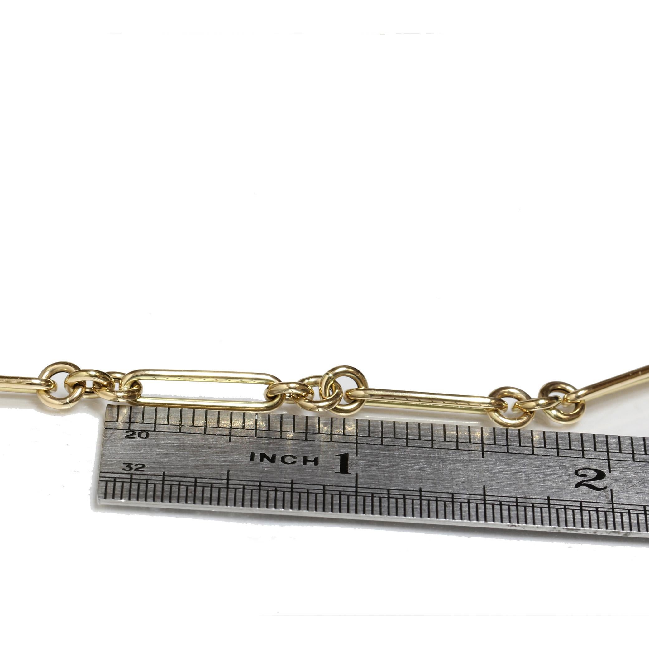 Art nouveau Bracelet à maillons en papier et chaîne Rolo en or jaune 14 carats - 7