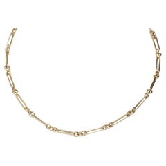 Paper Clip Link and Rolo Chain Necklace in 14K Yellow Gold - 30"