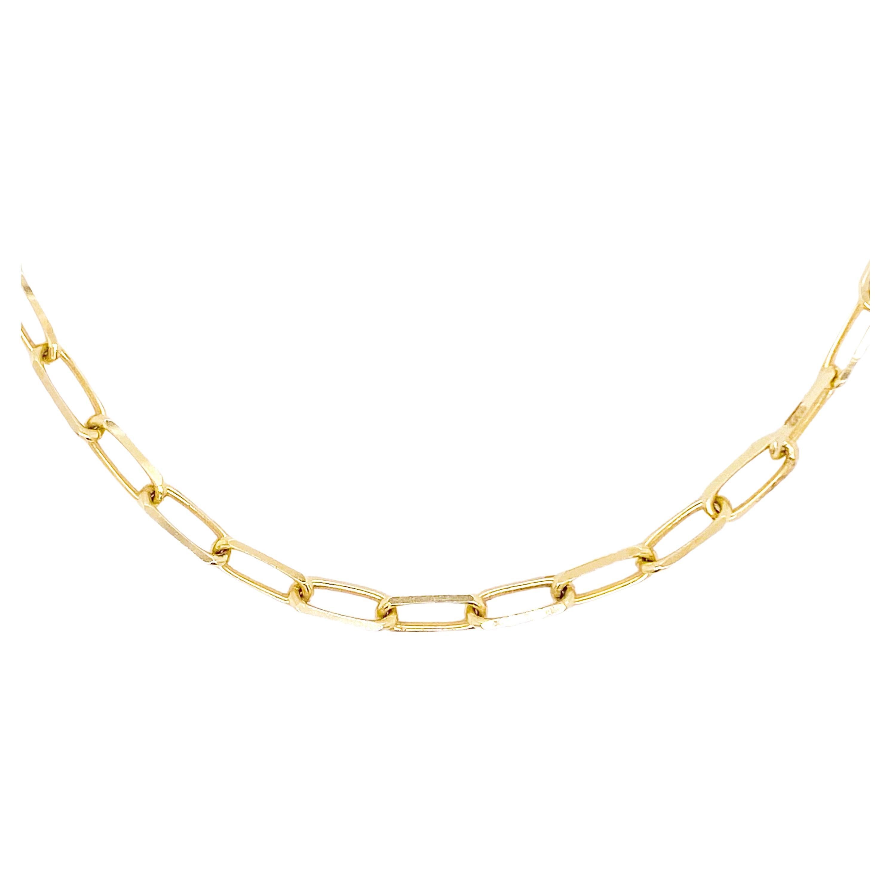 Paper Clip Chain Necklace, 5.35mm 18in White, Rose, Yellow Gold, Flat