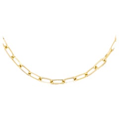 Paper Clip Link Chain Necklace, White, Rose, Yellow Gold Chain 9.7g