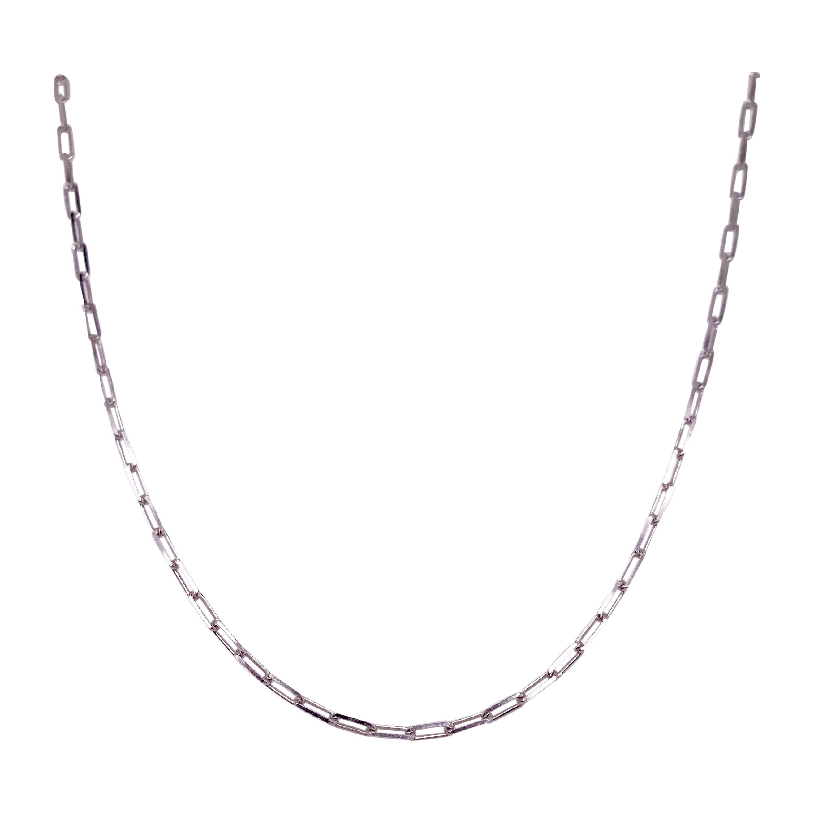 Paper Clip Necklace in White Sterling Silver Paperclip Chain Silver