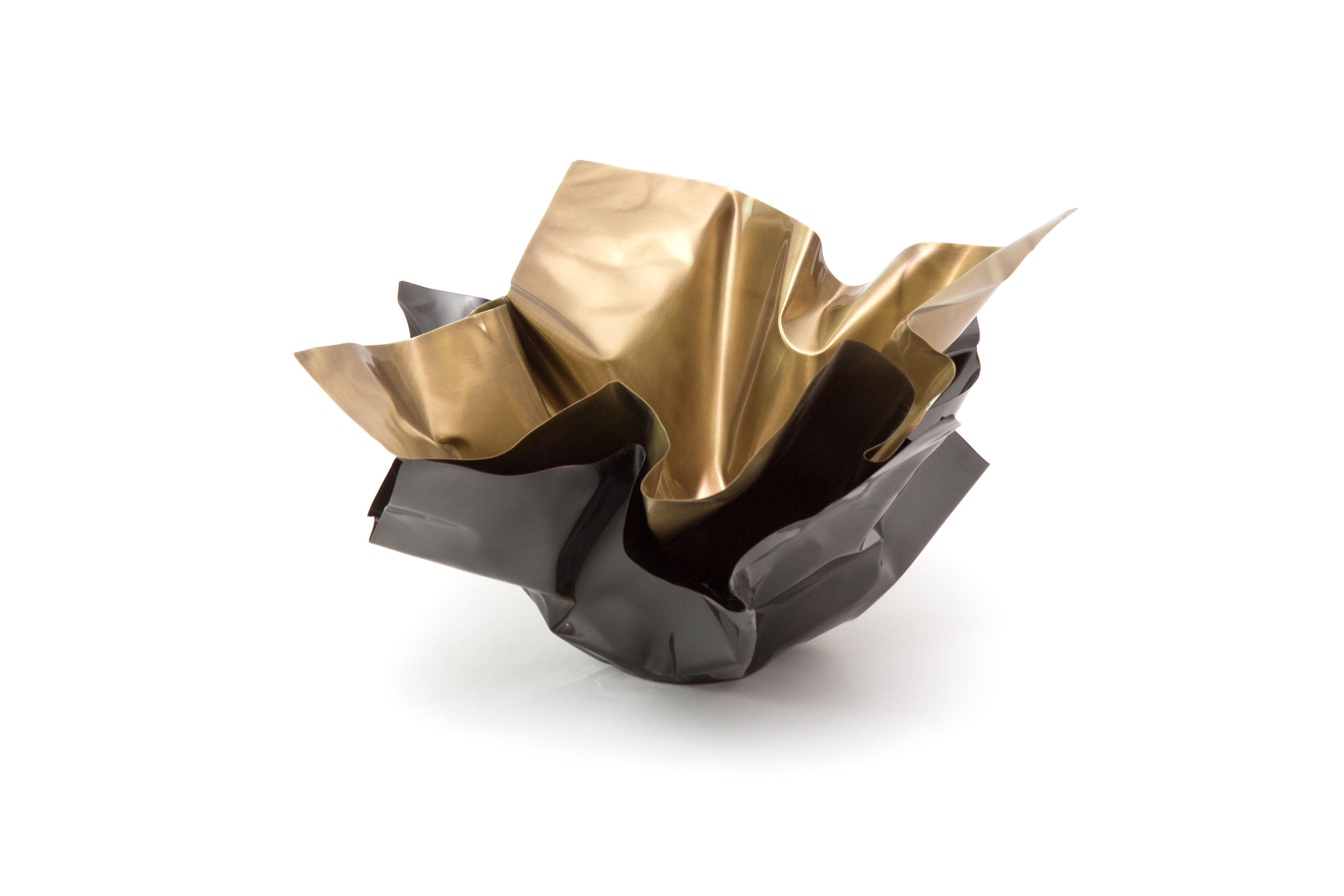 Paper Darkened Brass Bowl I by Gentner Design In New Condition In Geneve, CH