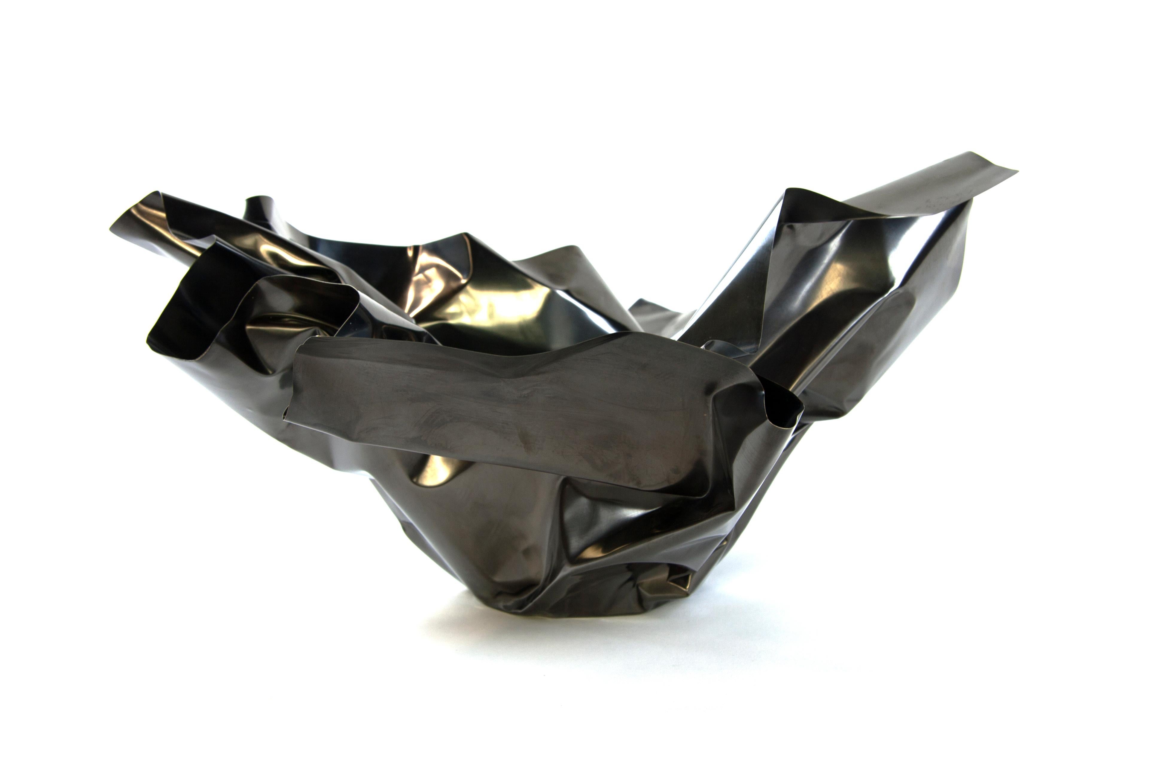 Post-Modern Paper Darkened Brass Bowl III by Gentner Design For Sale