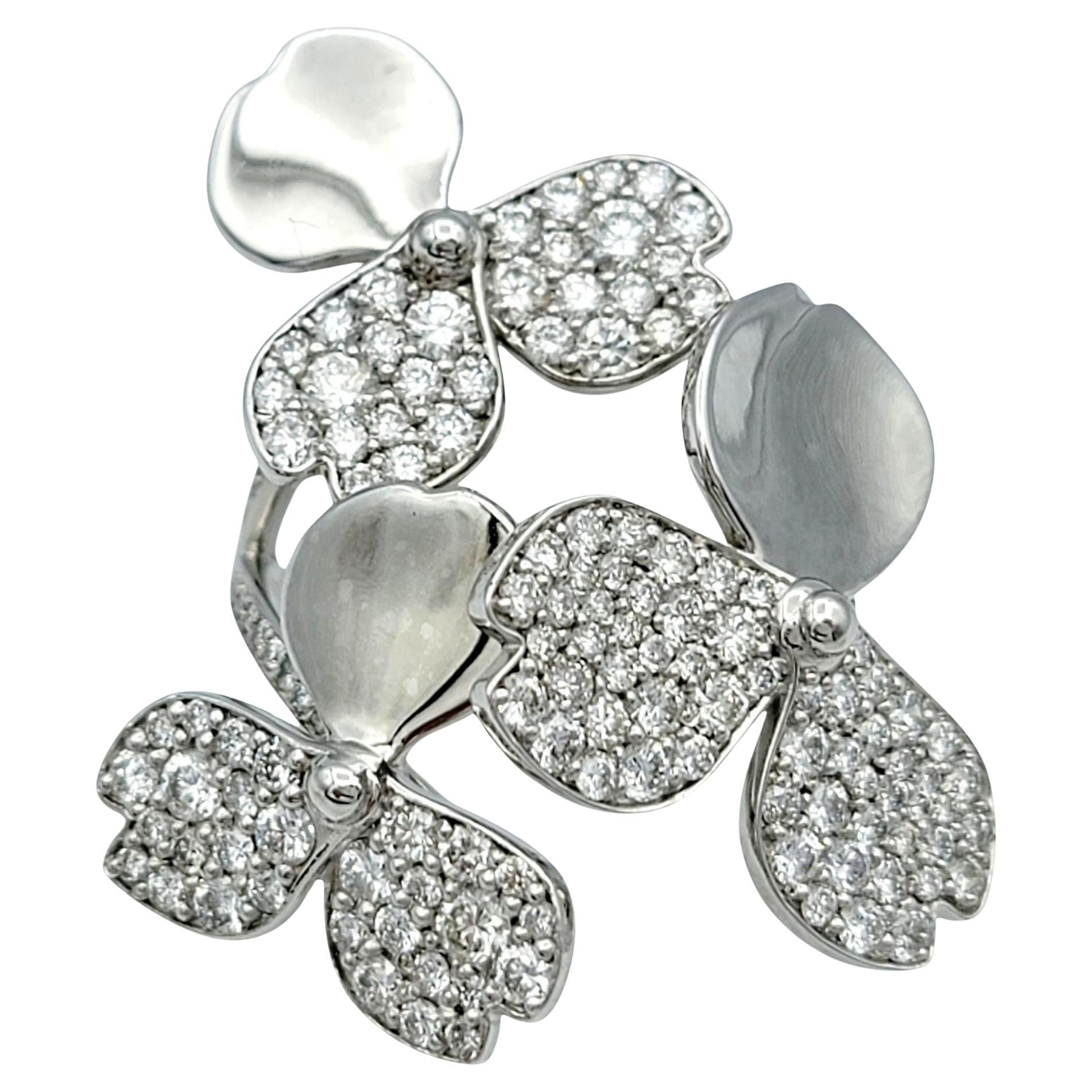 Paper Flowers Ring in Platinum with Pave Diamonds Petals by Tiffany 
Co. For Sale