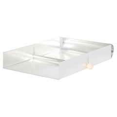 Paper Holder A4 White Sphere Brass Plated Silver designed by Natalia Criado