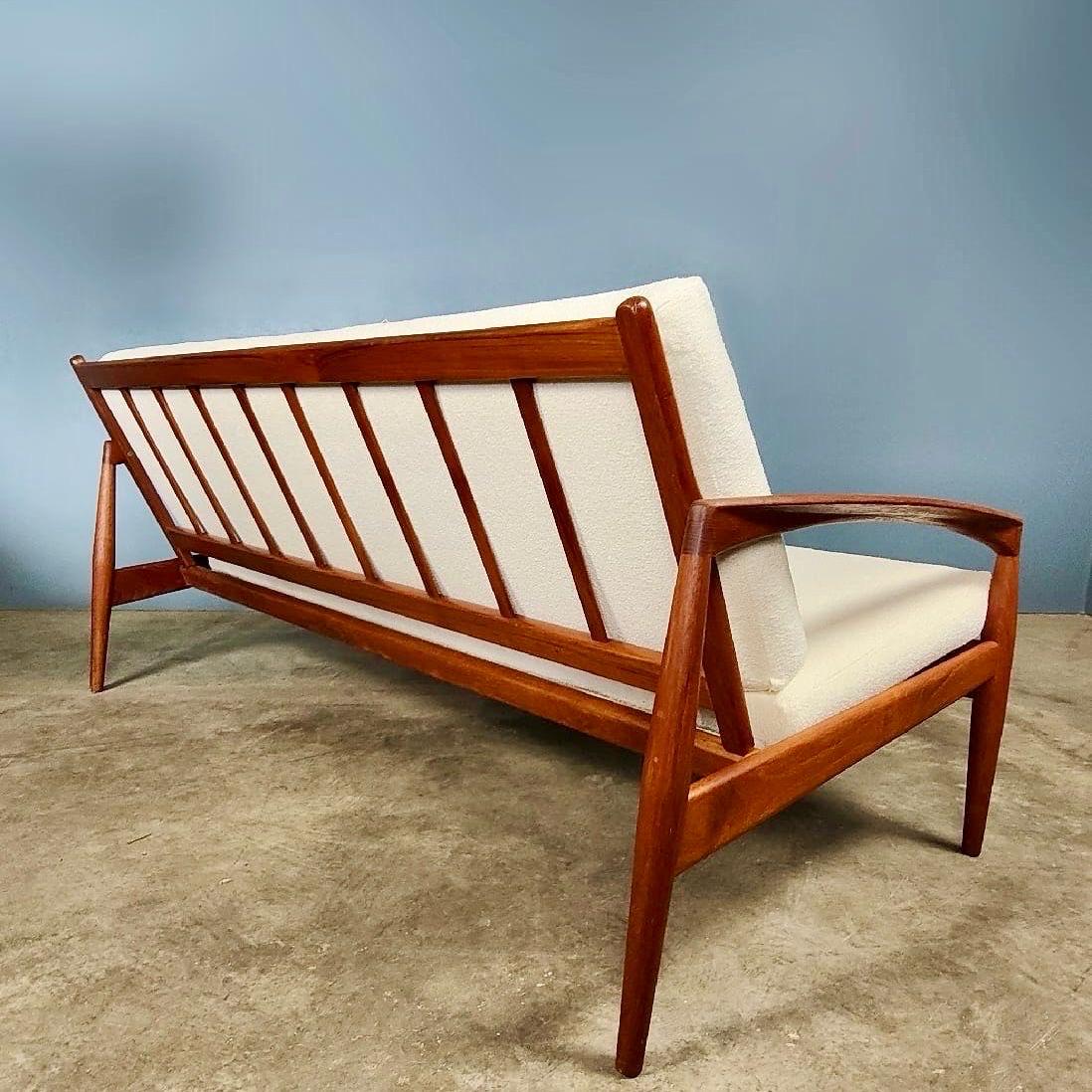 Paper Knife Kai Kristiansen Magnus Olesen 1962 3 Seater Sofa Model 191 Boucle In Excellent Condition In Cambridge, GB