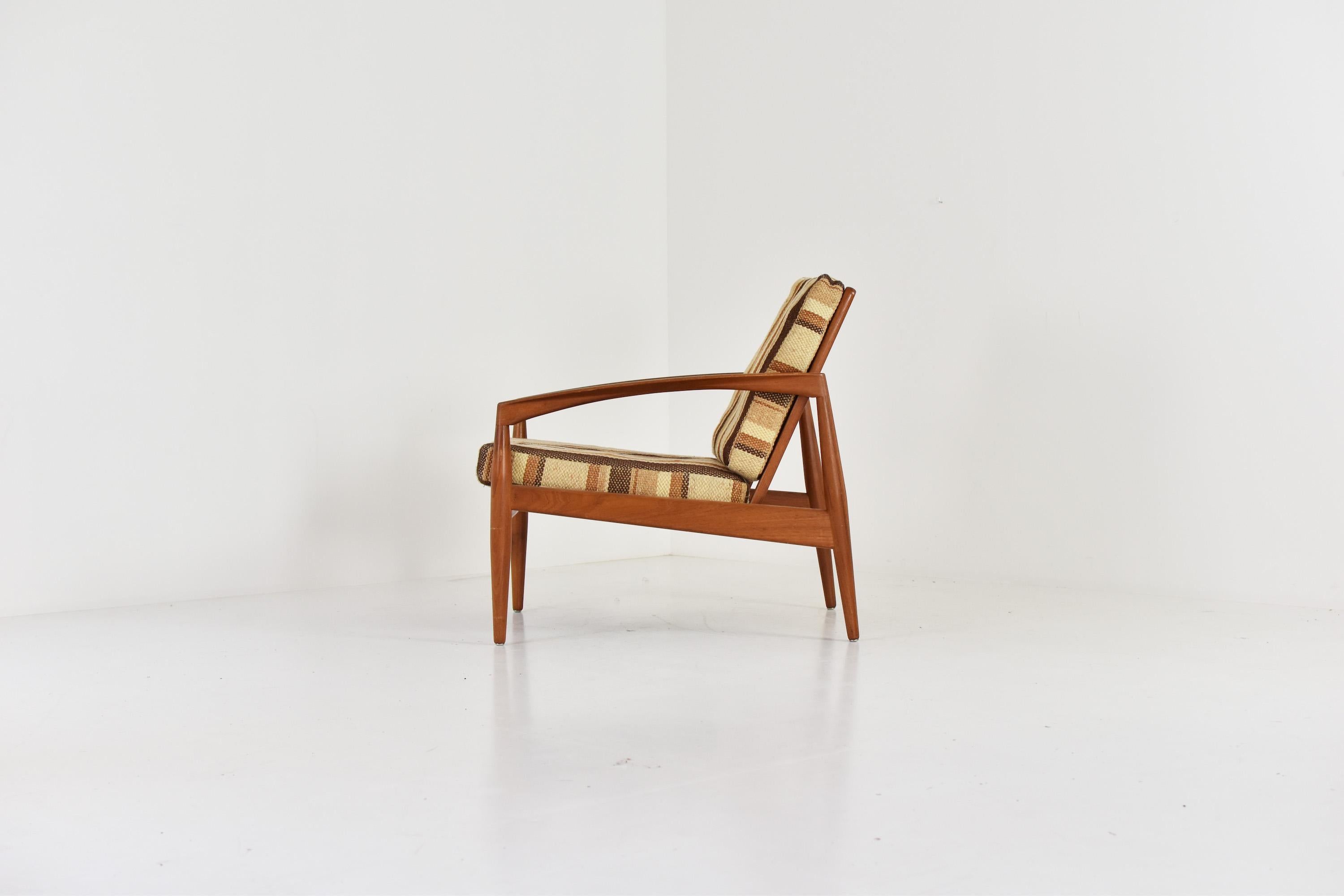 Fabric ‘Paper Knife’ Lounge Chairs by Kai Kristiansen for Magnus Olesen, Denmark 1955