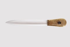 Papiermesser, Klinge aus Lucit und Silberknauf mit Moosachat, Italien, 1960er Jahre.