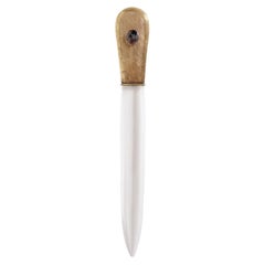 Papiermesser, Klinge aus Lucit und Silberknauf mit Moosachat, Italien, 1960er Jahre.