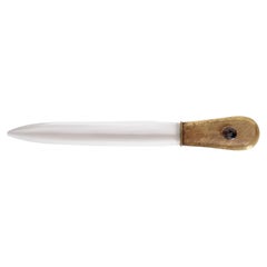 Papiermesser, Klinge aus Lucit und Silberknauf mit Moosachat, Italien, 1960er Jahre.