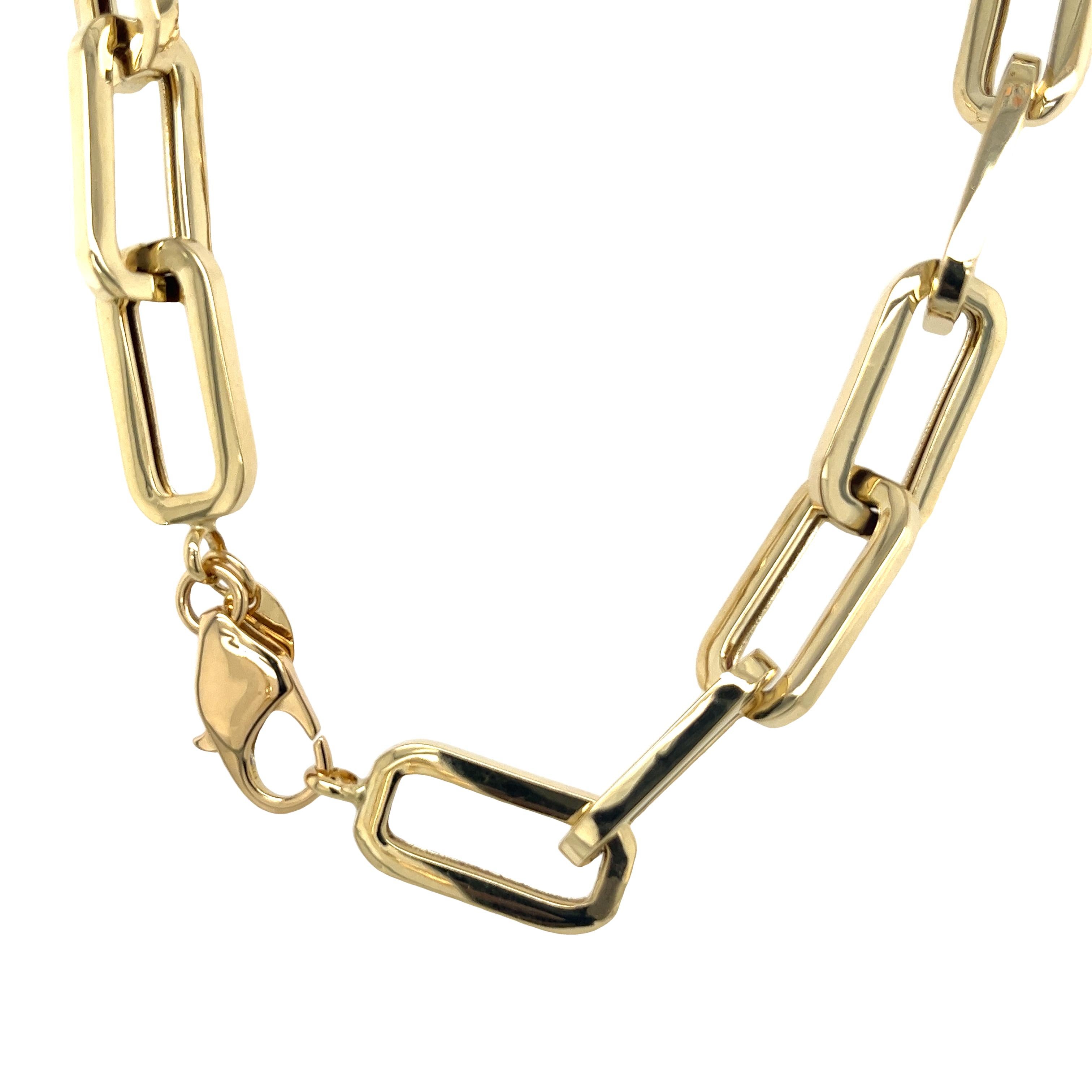 Paper Link Chain Necklace in 18ct Yellow Gold In New Condition For Sale In London, GB