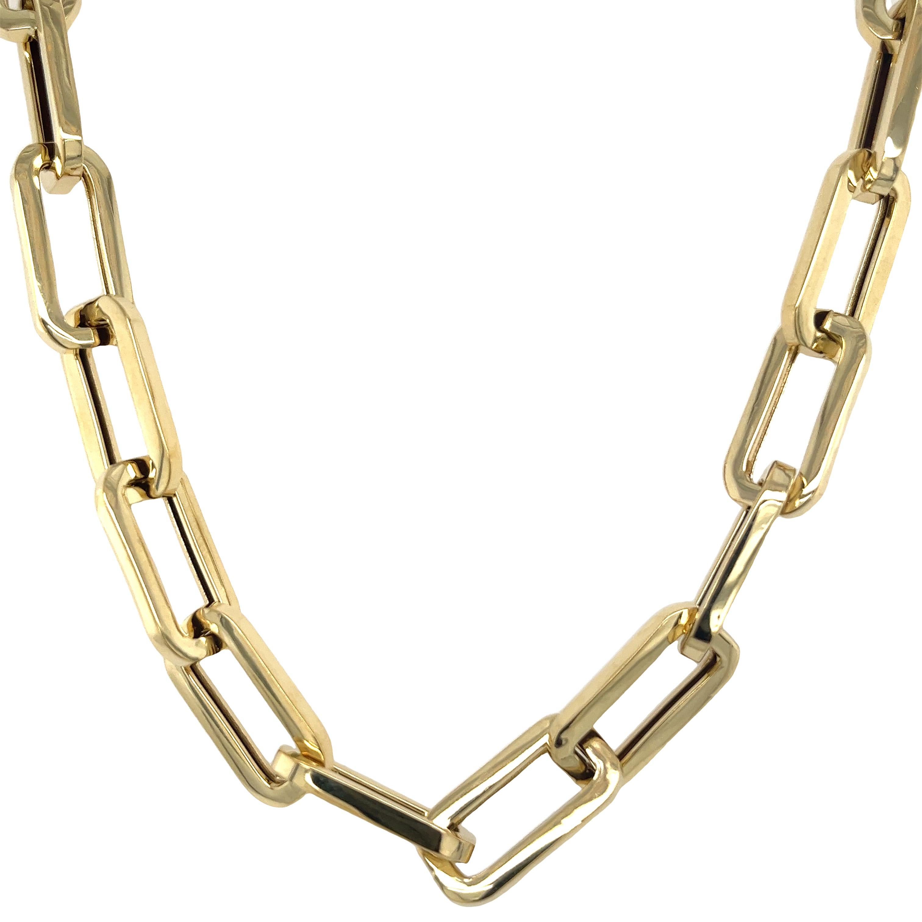 Women's Paper Link Chain Necklace in 18ct Yellow Gold For Sale