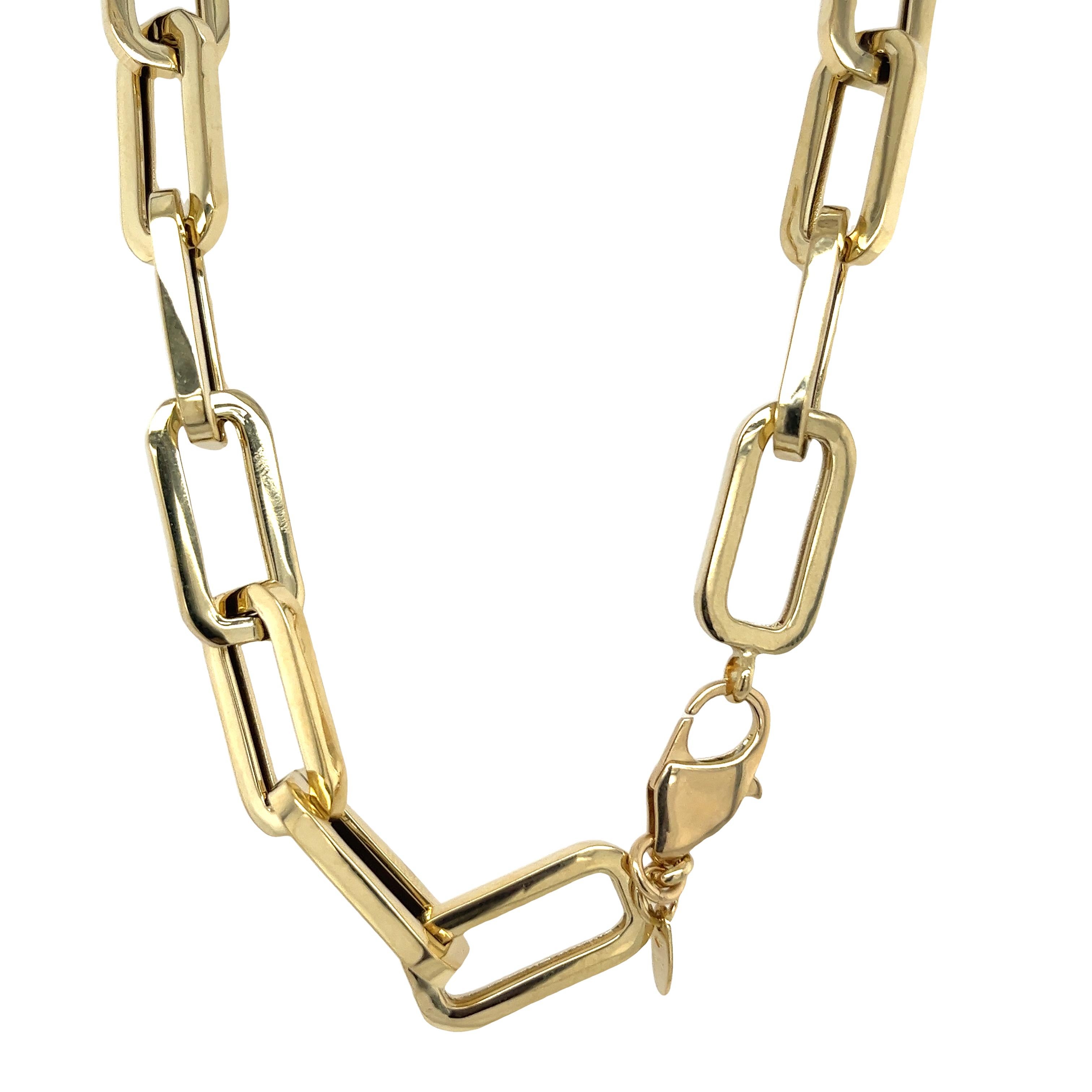 Paper Link Chain Necklace in 18ct Yellow Gold For Sale 1
