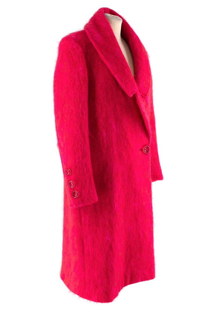 Paper London Red & Pink Mohair Wool Blend Coat

- PAPER London fuchsia mohair-blend coat features statement oversized lapels and front button fastening
- Lightly padded shoulders, side pockets, a back vent and a fully lined 
- Variated weave of