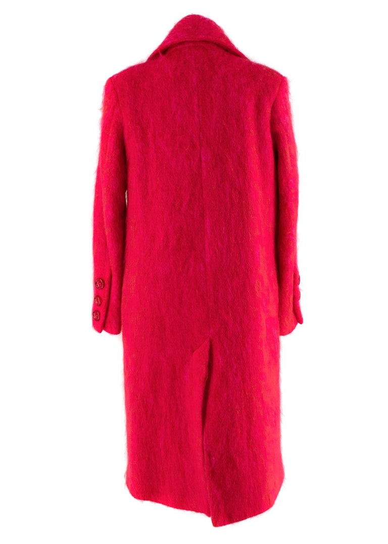 Women's Paper London Red & Pink Mohair Wool Blend Coat - US 4 For Sale