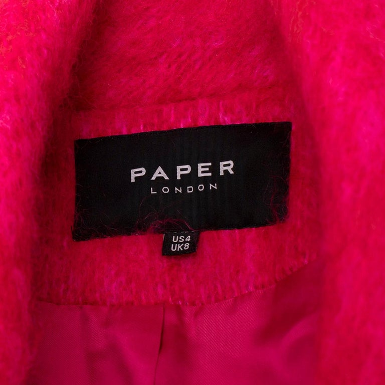 Paper London Red & Pink Mohair Wool Blend Coat - US 4 For Sale 2