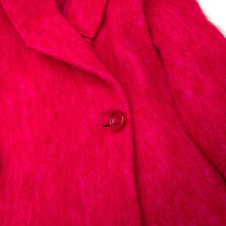 Paper London Red & Pink Mohair Wool Blend Coat - US 4 For Sale 3