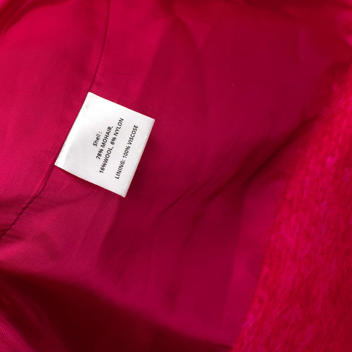 Paper London Red & Pink Mohair Wool Blend Coat - US 4 For Sale 2