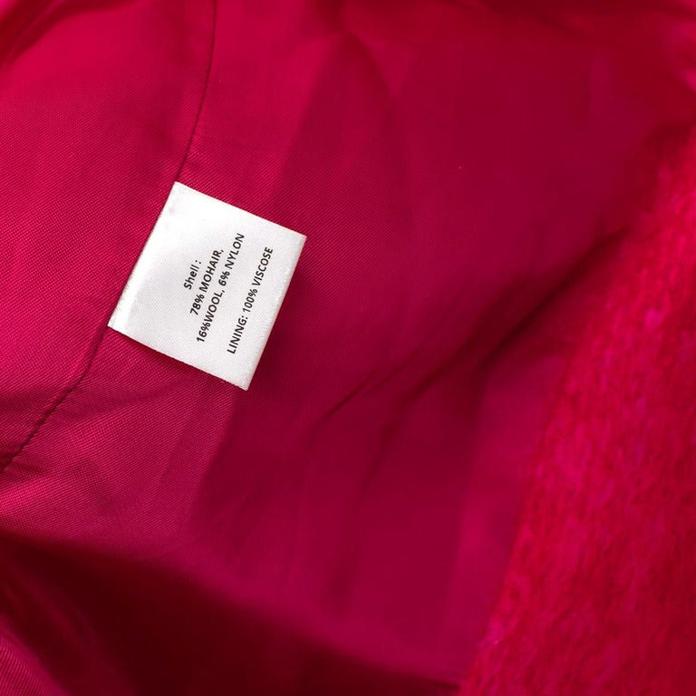 Paper London Red & Pink Mohair Wool Blend Coat - US 4 For Sale 5