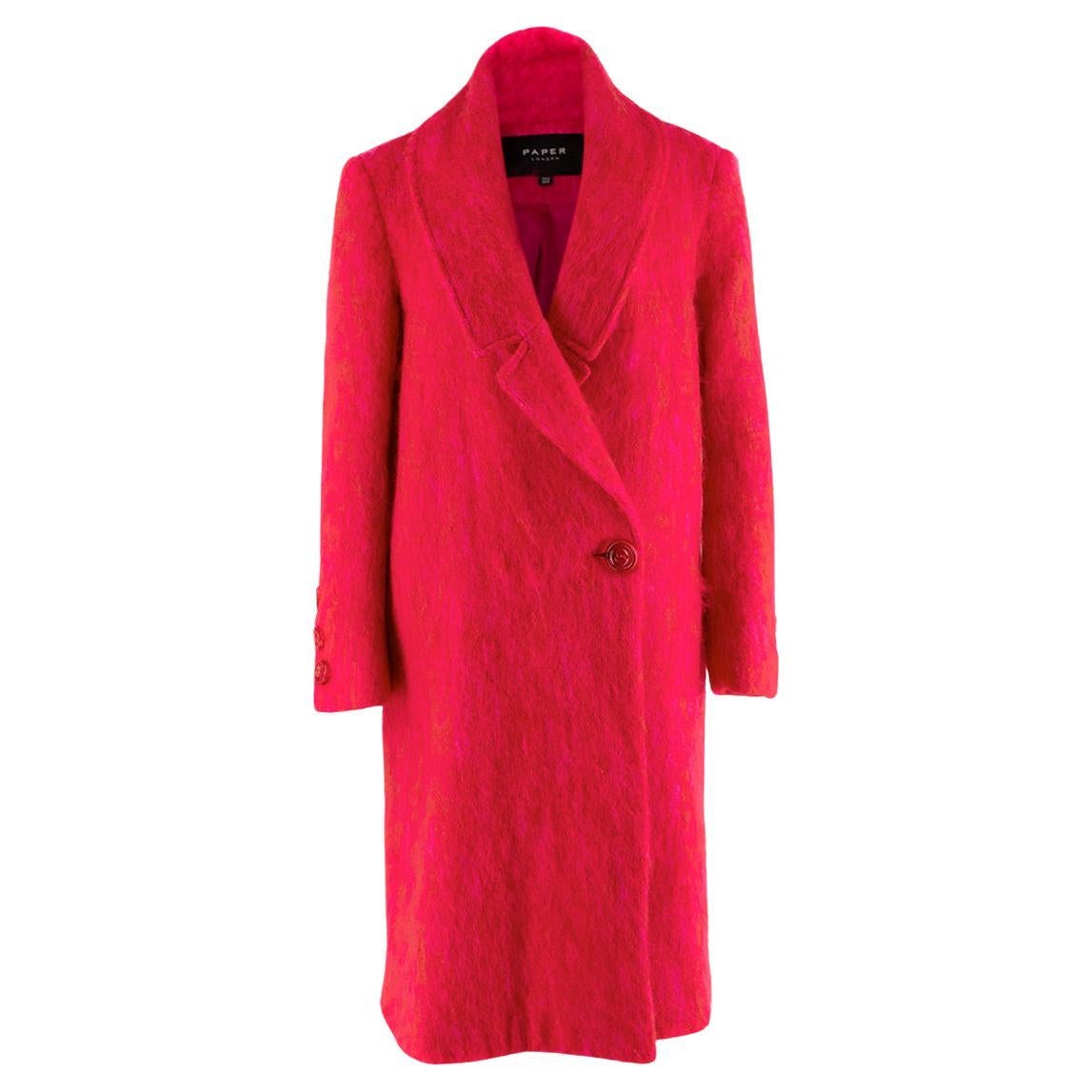 Paper London Red & Pink Mohair Wool Blend Coat - US 4 For Sale