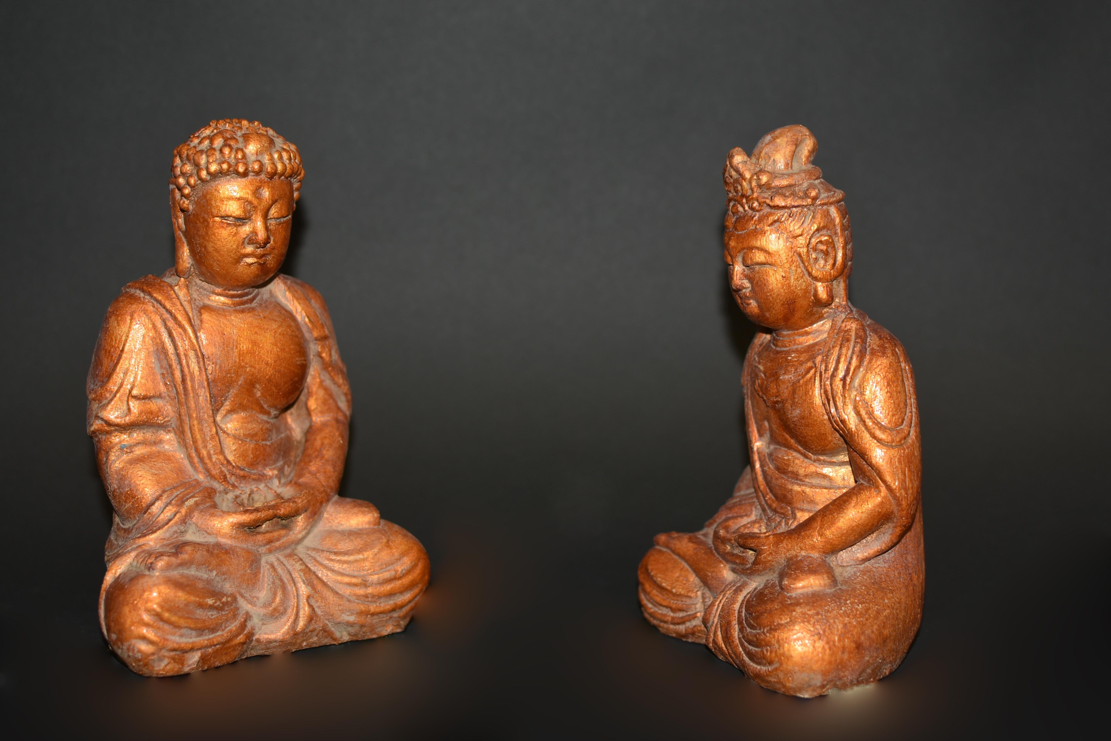 Tang Paper Mache Buddha Statues Set of Two