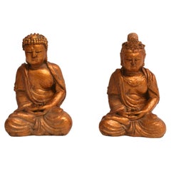 Buddha-Statues aus Papier Mache, zweier-Set