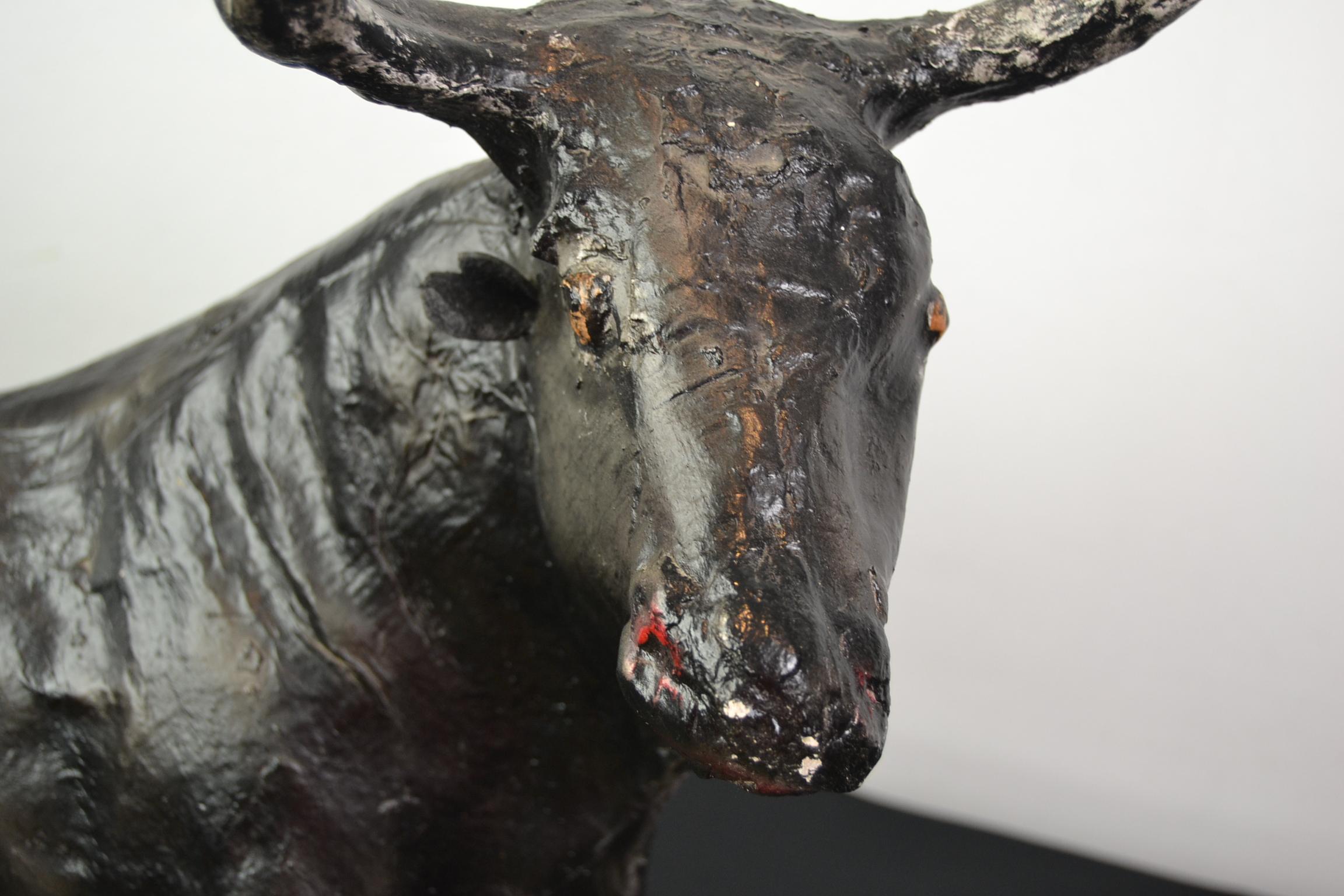 20th Century Paper Mache Bull on Wheels For Sale