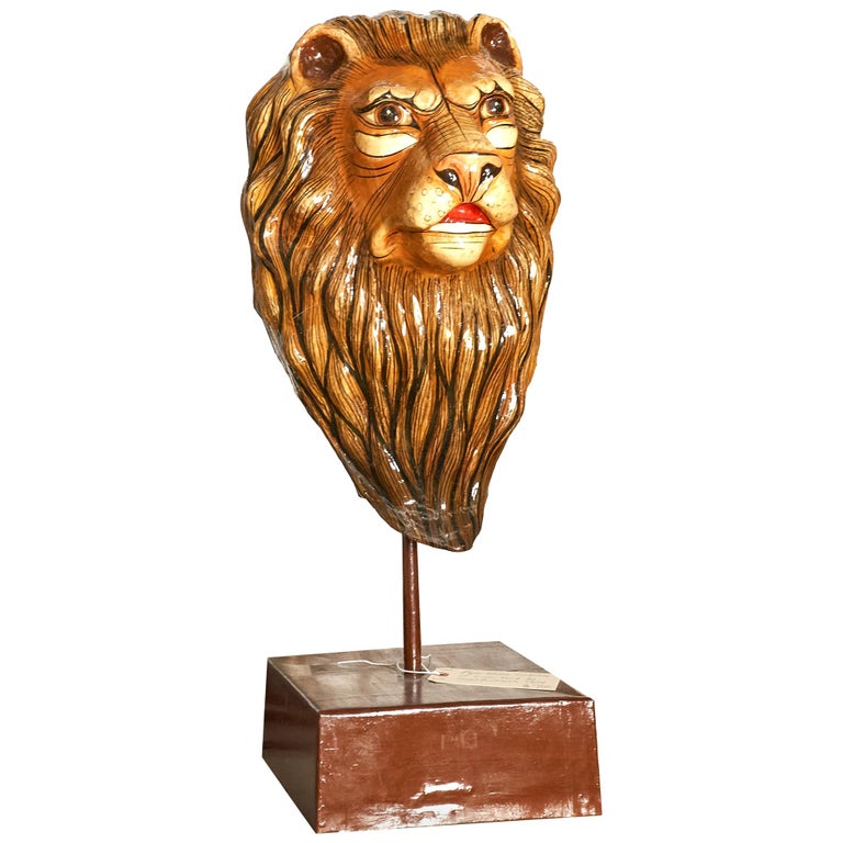 Papier Mâché Lion Head Signed by Sergio Bustamante, Mexico, 9/100 at 1stDibs