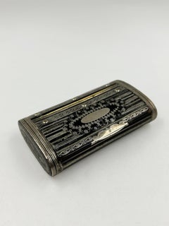 Paper Mache Snuff Box with Silver Piqué, 19th Century