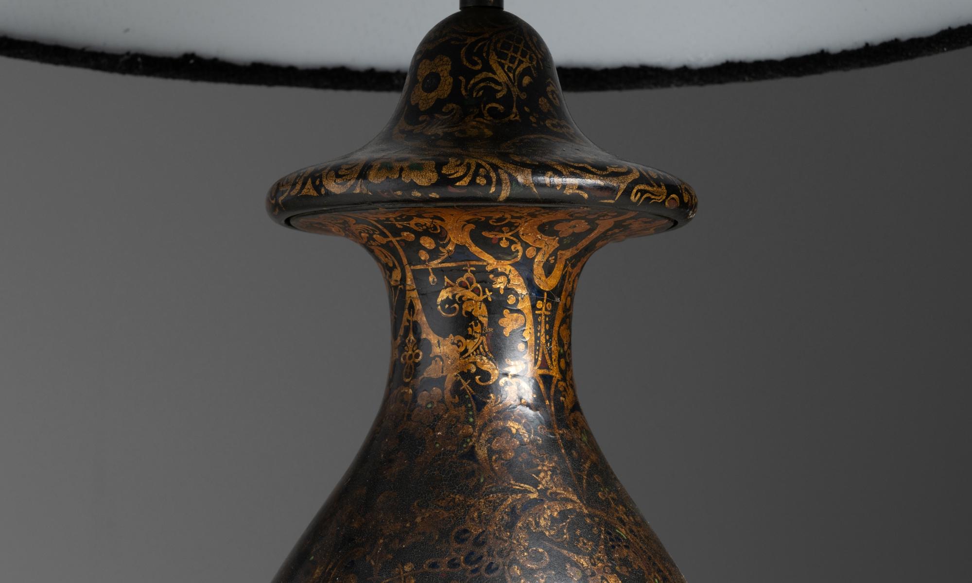 English Paper-mache Table Lamp, England circa 1890